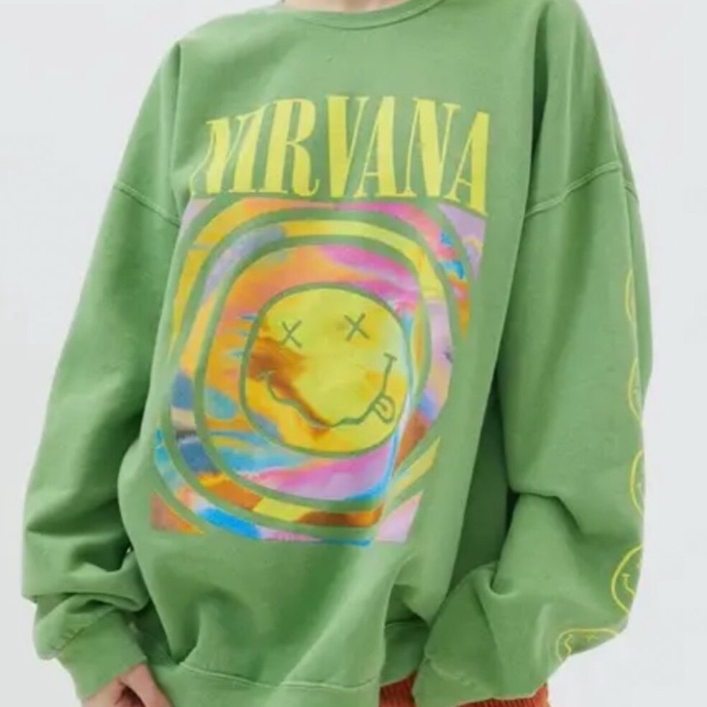 Green Urban Outfitters Nirvana Graphic Sweatshirt